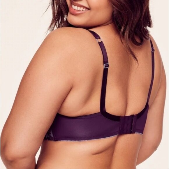 Adore Me Zita Bra Unlined Full Coverage Underwire Floral Lace Satin Bow 42D - Picture 2 of 16